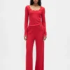 Mini Rib Lace-Trim Pj Top