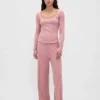 Mini Rib Lace-Trim Pj Top