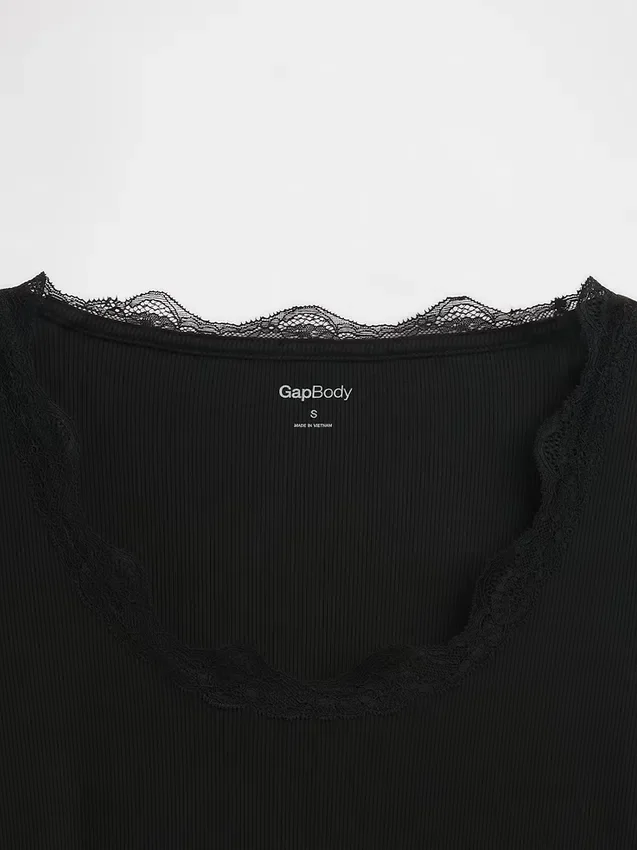 Mini Rib Lace-Trim Pj Top