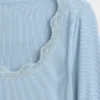 Mini Rib Lace-Trim Pj Top