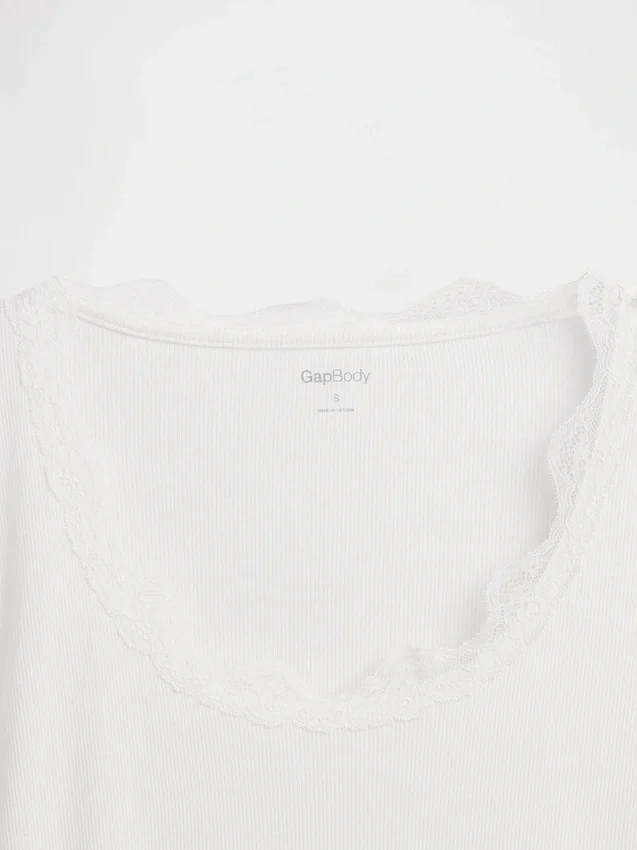 Mini Rib Lace-Trim Pj Top