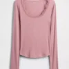 Mini Rib Lace-Trim Pj Top