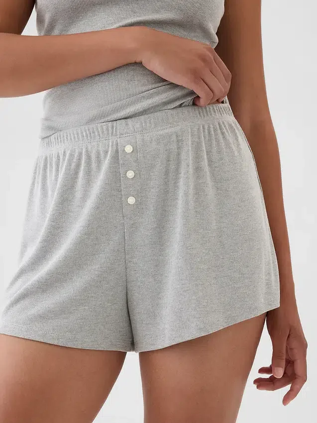Mini Rib Relaxed Pj Shorts
