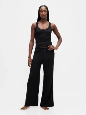 Mini Rib Wide-Leg Pj Pants