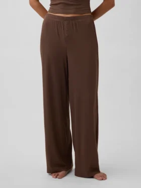 Mini Rib Wide-Leg Pj Pants