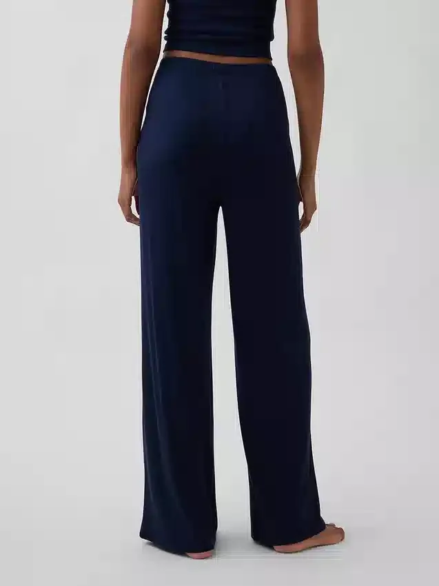 Mini Rib Wide-Leg Pj Pants