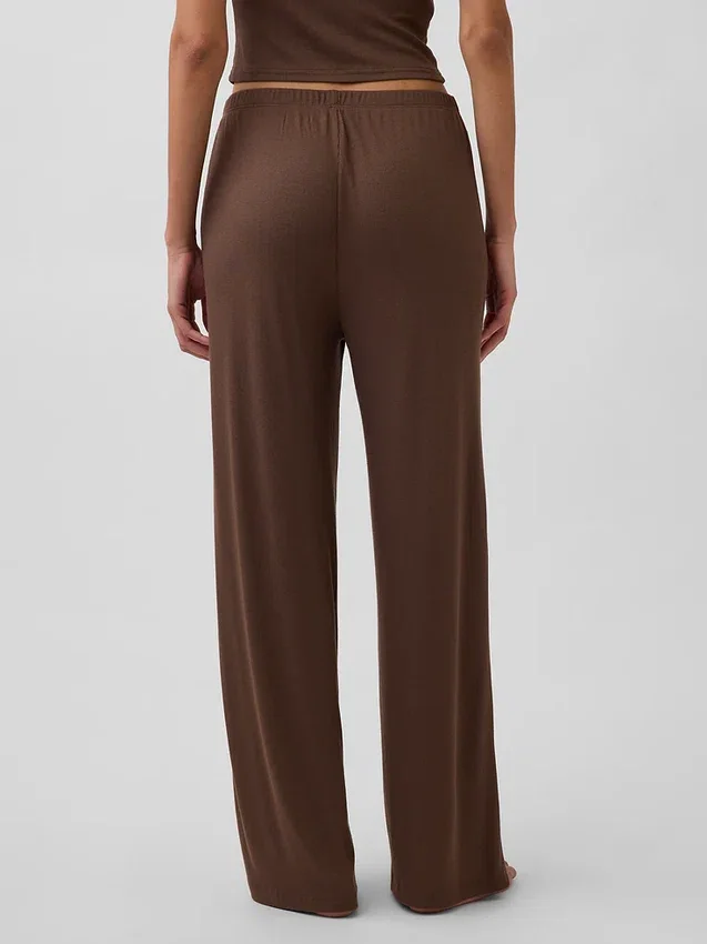 Mini Rib Wide-Leg Pj Pants