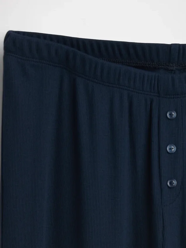 Mini Rib Wide-Leg Pj Pants