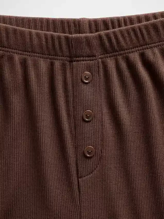 Mini Rib Wide-Leg Pj Pants