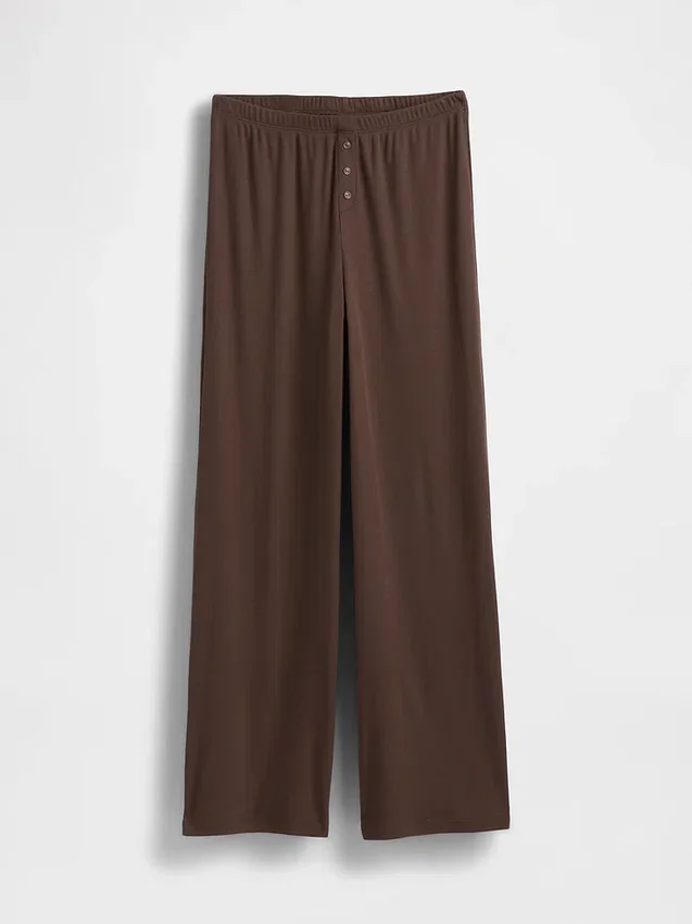 Mini Rib Wide-Leg Pj Pants
