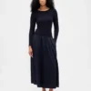 Mixed Media Drop-Waist Maxi Dress