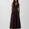 Mixed Media Drop-Waist Maxi Dress