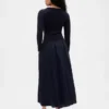 Mixed Media Drop-Waist Maxi Dress