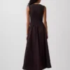 Mixed Media Drop-Waist Maxi Dress