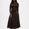 Mixed Media Drop-Waist Maxi Dress