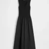 Mixed Media Drop-Waist Maxi Dress