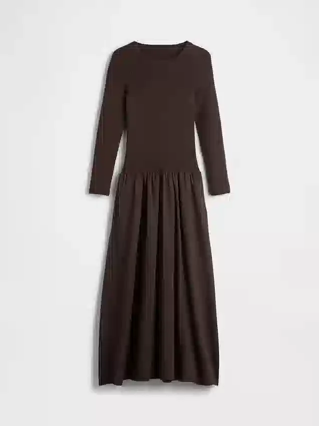 Mixed Media Drop-Waist Maxi Dress