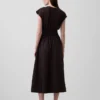 Mixed Media Drop-Waist Midi Dress
