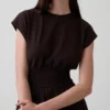 Mixed Media Drop-Waist Midi Dress