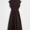 Mixed Media Drop-Waist Midi Dress