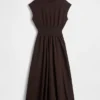 Mixed Media Drop-Waist Midi Dress