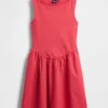 Mixed Media Drop-Waist Mini Dress