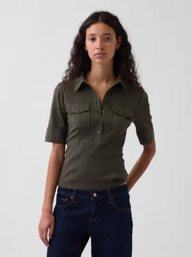 Modern Elbow-Sleeve Utility T-Shirt