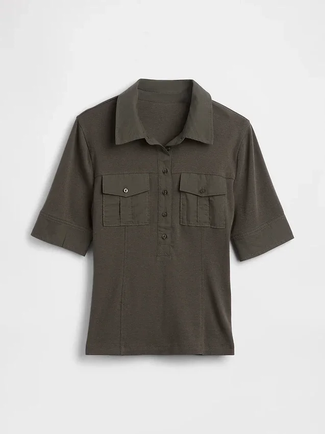 Modern Elbow-Sleeve Utility T-Shirt