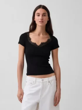 Modern Lace-Trim Crop Top