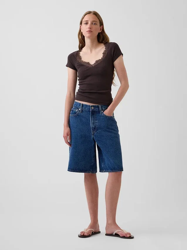 Modern Lace-Trim Crop Top