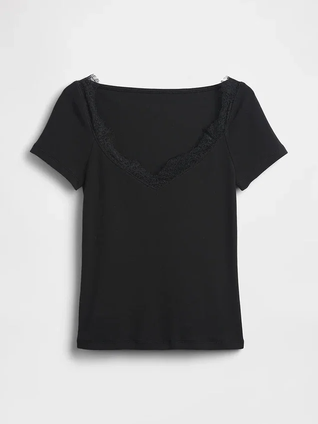 Modern Lace-Trim Crop Top