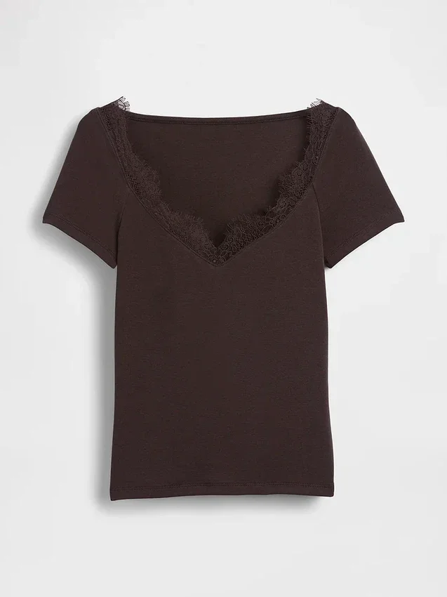 Modern Lace-Trim Crop Top