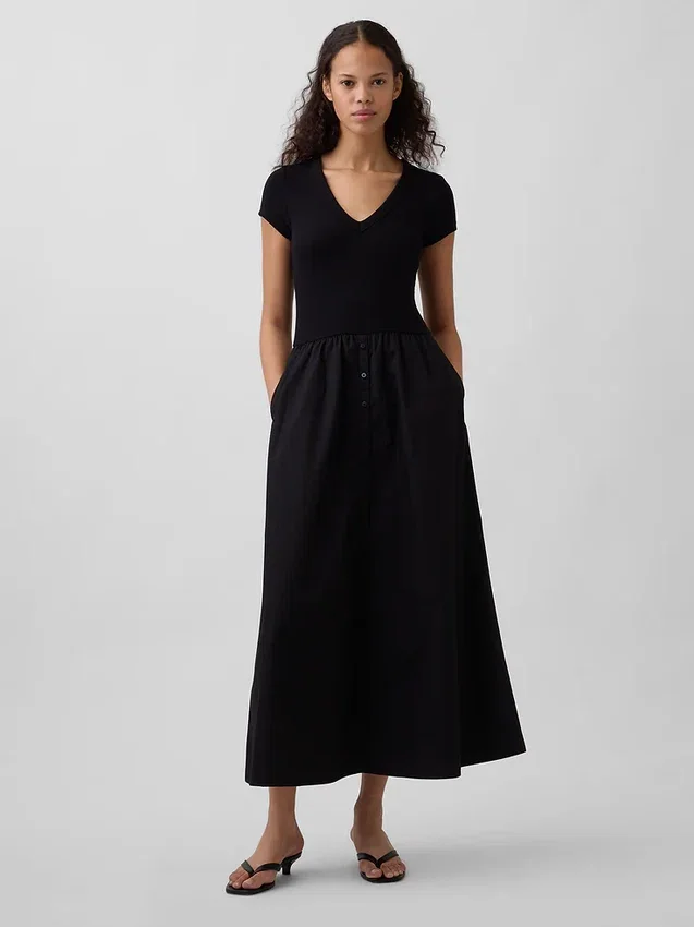 Modern Mixed Media Maxi Dress