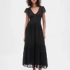 Modern Mixed Media Ruffle Maxi Dress