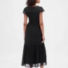 Modern Mixed Media Ruffle Maxi Dress