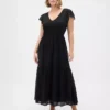 Modern Mixed Media Ruffle Maxi Dress