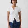 Modern Rib Button-Front Crew T-Shirt