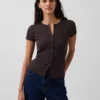 Modern Rib Button-Front Crew T-Shirt