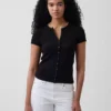 Modern Rib Button-Front Crew T-Shirt