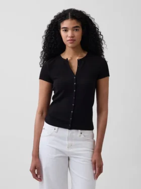 Modern Rib Button-Front Crew T-Shirt