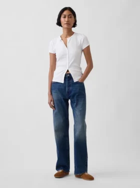 Modern Rib Button-Front Crew T-Shirt