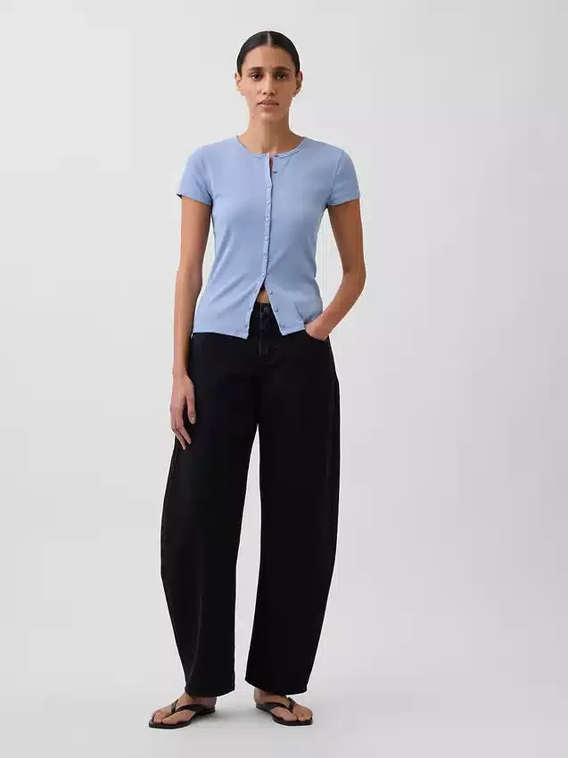 Modern Rib Button-Front Crew T-Shirt