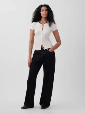Modern Rib Button-Front Crew T-Shirt
