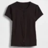Modern Rib Button-Front Crew T-Shirt