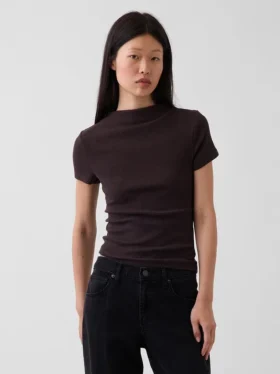 Modern Rib Mockneck Crop T-Shirt