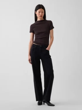 Modern Rib Mockneck Crop T-Shirt
