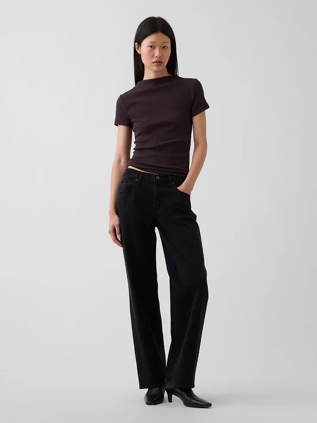 Modern Rib Mockneck Crop T-Shirt