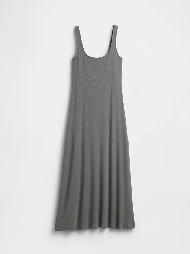 Modern Rib Square-Neck Maxi Dress