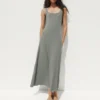 Modern Rib Square-Neck Maxi Dress