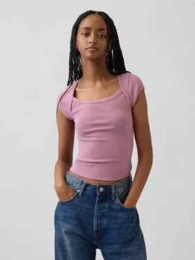 Modern Square-Neck Crop T-Shirt